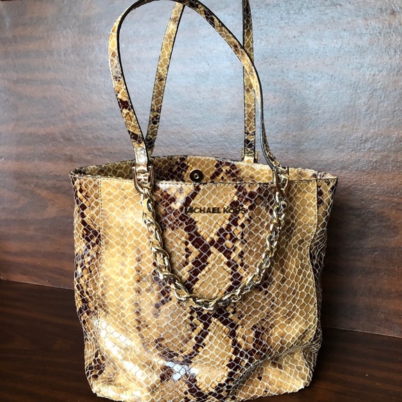 Michael Kors Medium Harper Python-Embossed Tote - Picture 1 of 7